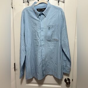Fintech Deep Sea Button Up Shirt Mens XL Blue Vented Long Sleeve Stretch Fishing